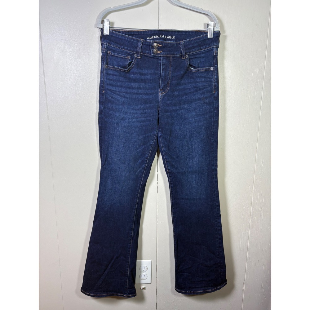 American Eagle Kick Boot Jeans 14 Regular Dark Wash Western Y2K Boho Cowgirl